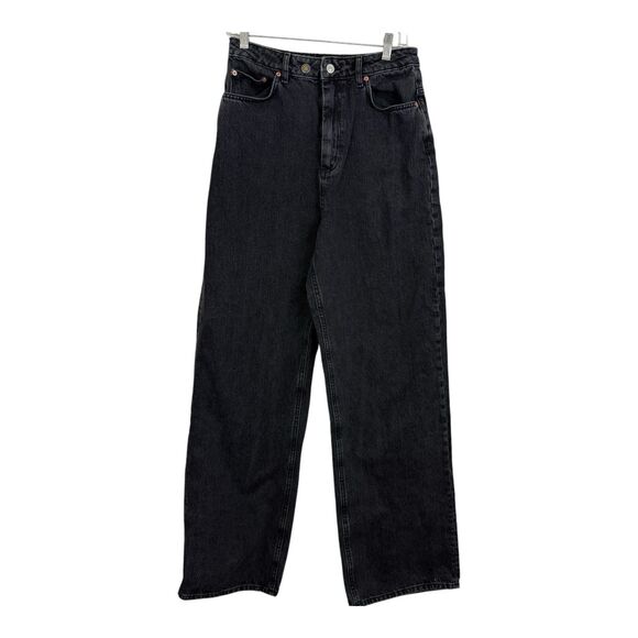 ASOS Black Wide Leg Jeans Women’s Tall Size 29x34 (actual) Double Buttons - Picture 1 of 11